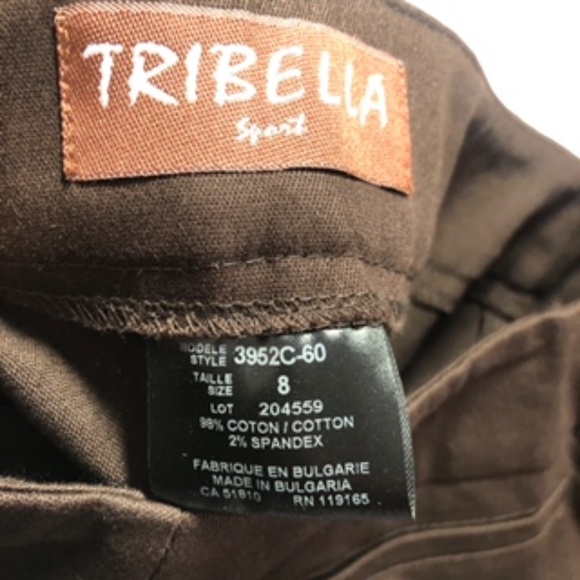 NWT Tribella Front Zip Straight Leg Button Hold Front Pockets Brown Pants Size 8 - Picture 3 of 7